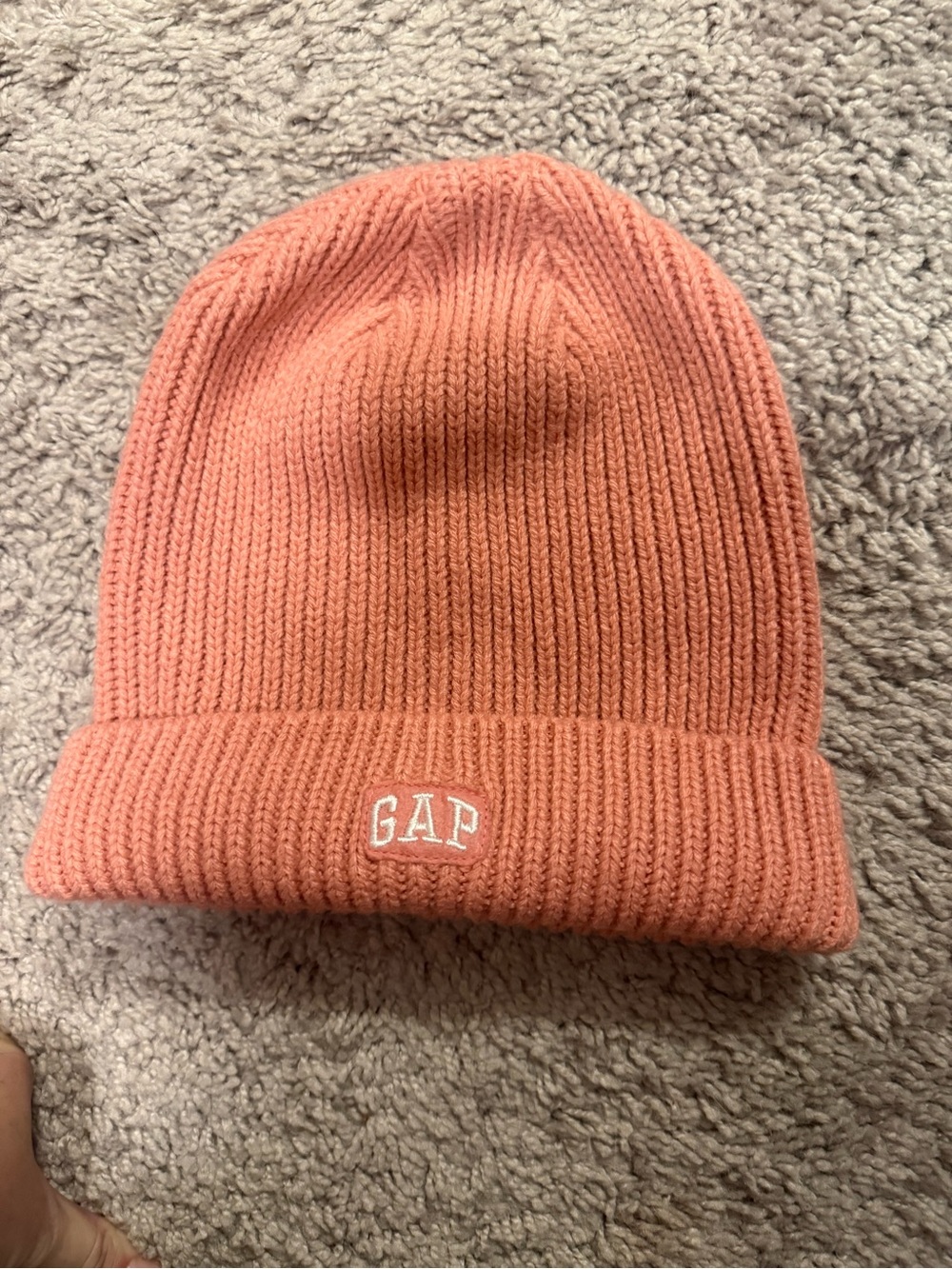GAP Kids Pink-Coral Ribbed Knit Beanie